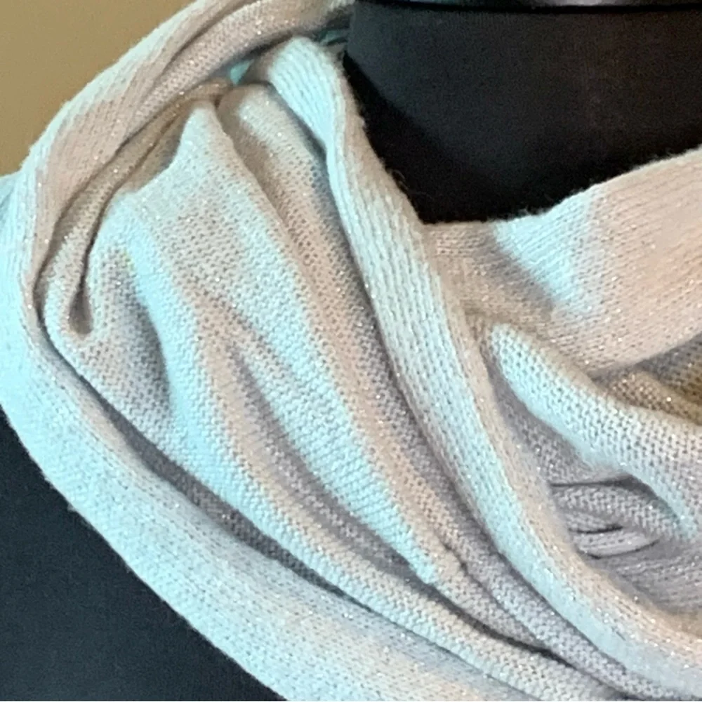 ANN TAYLOR Scarf Light Blue Infinity Metallic Shimmer